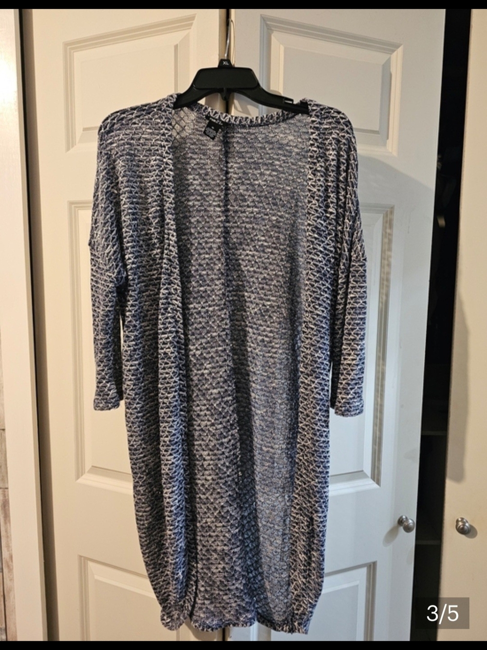 Rue21 Long Sleeve Open-Front Knit Cardigan Dress - Navy/White